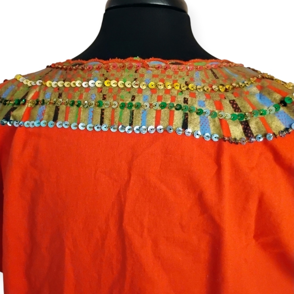 Egyptian Sequin Jalabiya Maxi Dress King Tut Red - Picture 9 of 13